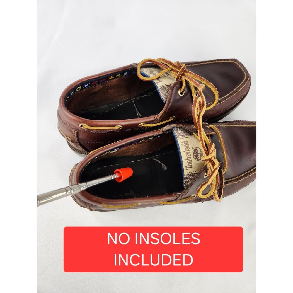 Timberland Classic 2 Eye Boat Shoes Men 9.5 Wide Brown Leather Deck Earthkeepers - Picture 4 of 16